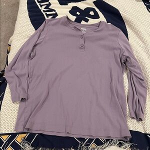 Duluth Lavender Henley Long Sleeve Top